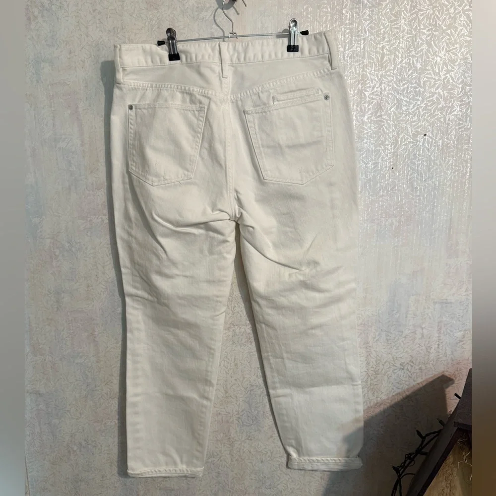J. Crew White Ankle Distressed Jeans Sz 30, Inseam 25 inches, 100% Cotton‎